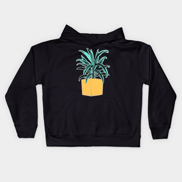 Botanical Potted Houseplant Kids Hoodie by encycloart